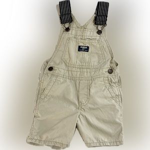 OshKosh B’gosh 2T Tan with Navy Strap Overalls